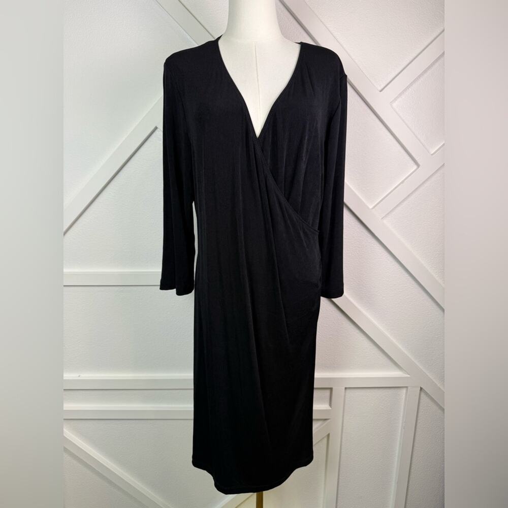 Chicos Travelers Rosemary Faux Wrap Dress Black Size 3 (XL)